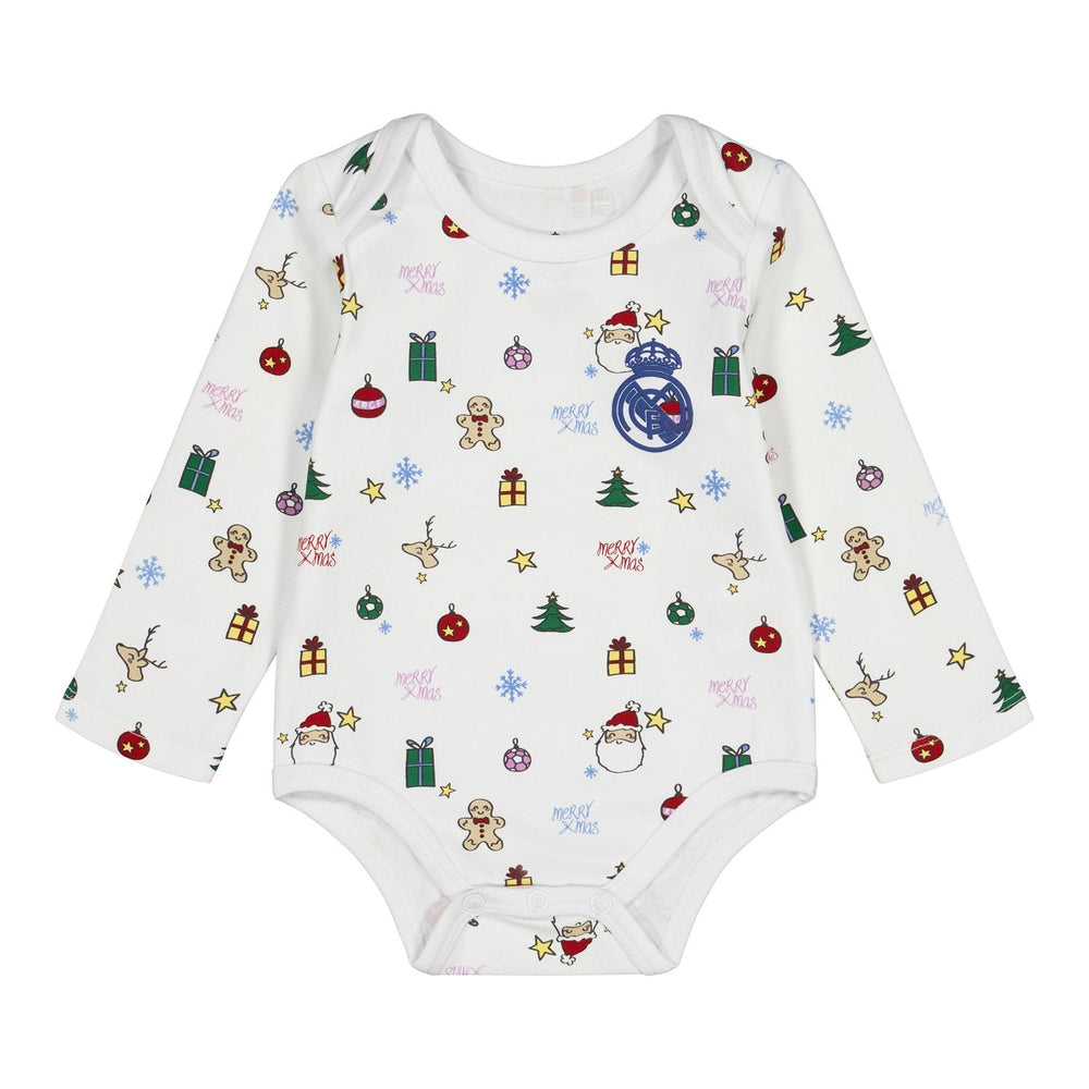 Baby Xmas Body Long Sleeve White/Navy